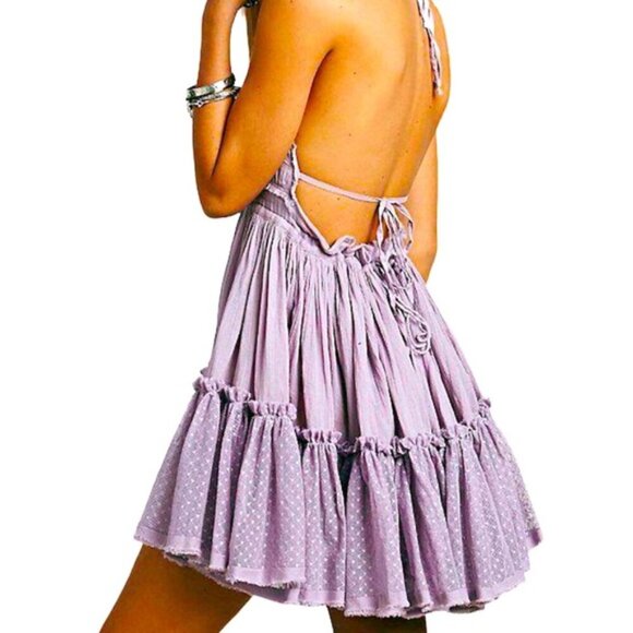 NEW Free People Lilac Babydoll 100 Degree Dress Sz M - Picture 3 of 16